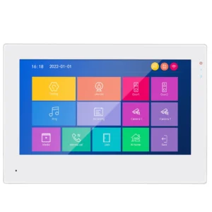 WARTE-iDM7-10M MHD alb/negru – videointerfon cu ecran tactil de 7”, cu înregistrare la detectarea mișcării și aplicație mobilă.